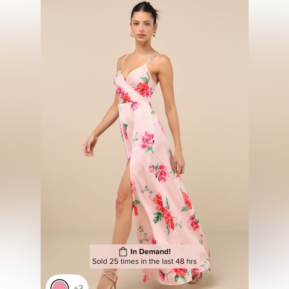 Lulu's Pink Floral satin Dress